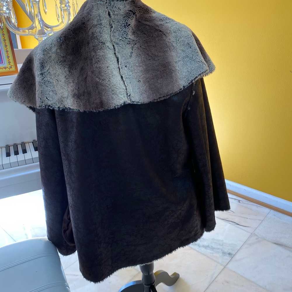 Faux Chinchilla Fur Leather Jacket Reversible - image 3